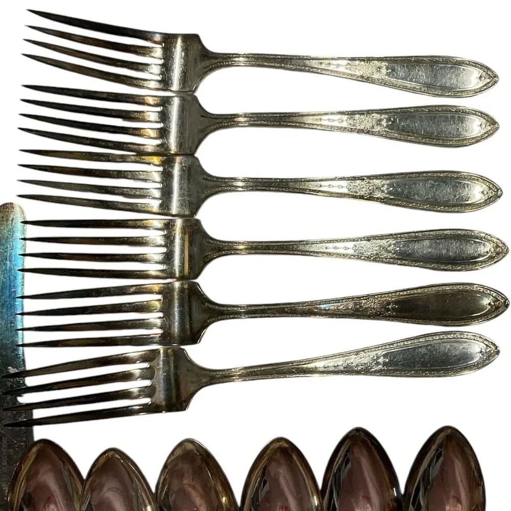 WM Rogers Triumph Gray‎ 18PC Knife Fork Spoon Set Damaged Original Box